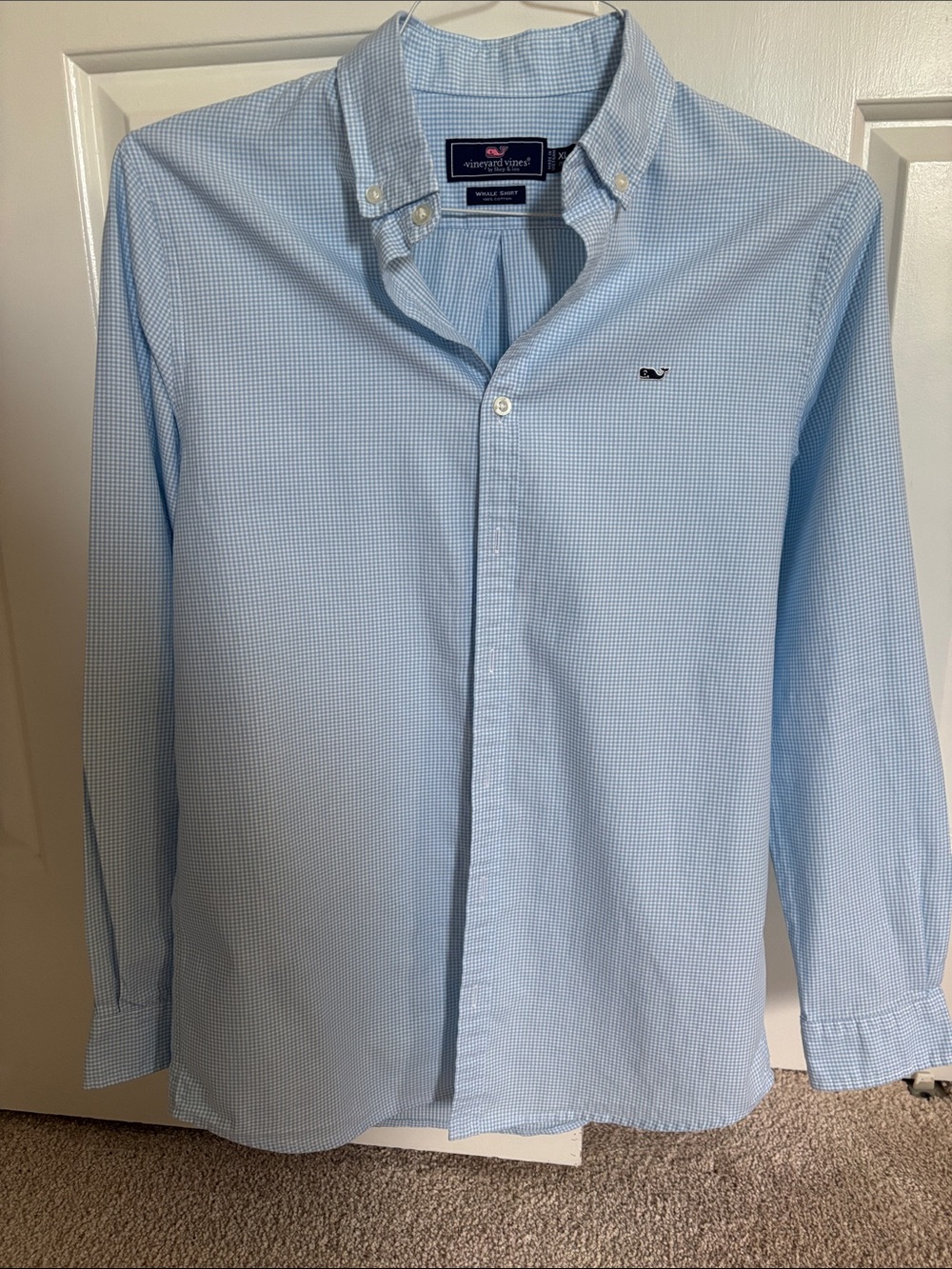 Vineyard Vines Men's Light Blue Micro-Check Button-Down Shirt